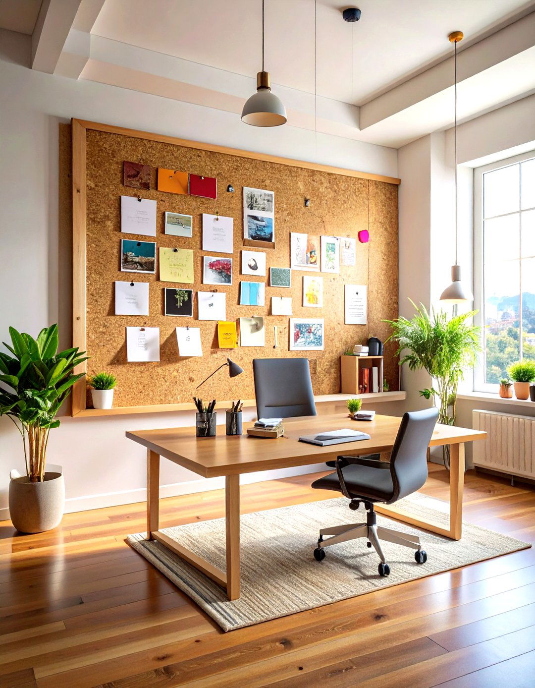 Cork Board Backdrop - 30 desk organization ideas