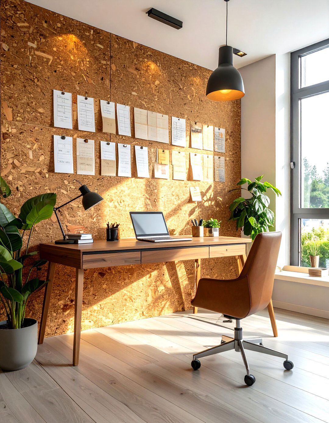 Cork Board Wall - 30 cozy office ideas