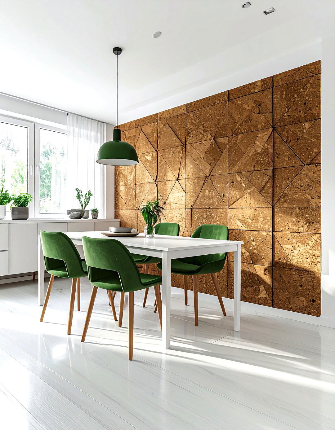 Cork Wall Tile - 30 dining room feature wall ideas