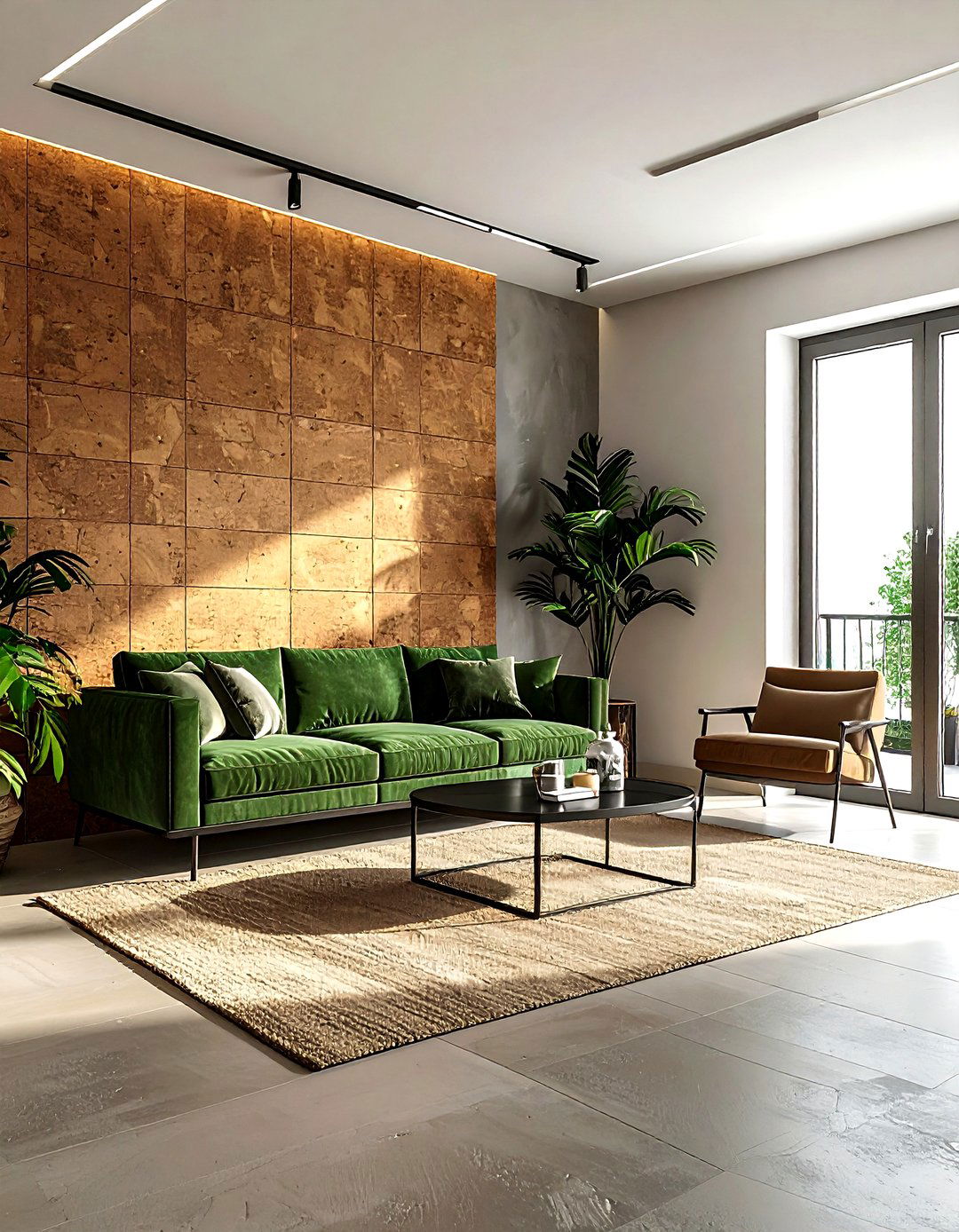 Cork accent living room - 30 living room texture layering ideas