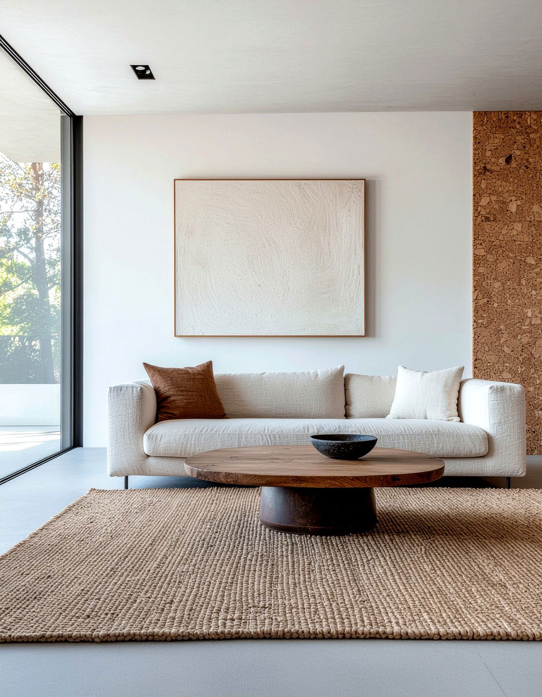 Cork and linen living room - 30 mixed material living room ideas