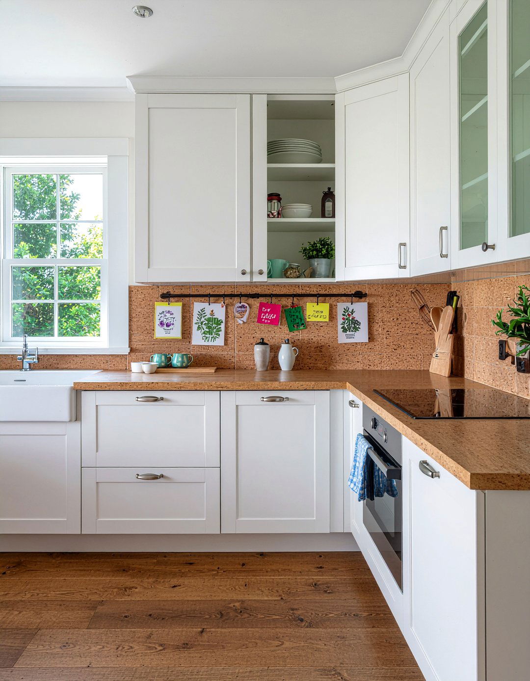 Cork tile wall backsplash - 30 kitchen message board ideas