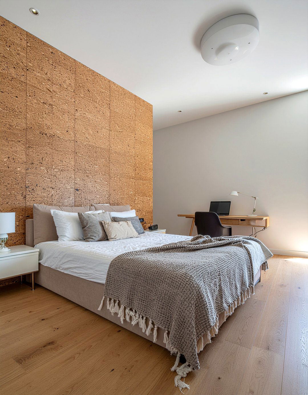 Cork wall tiles - 30 earthy bedroom ideas