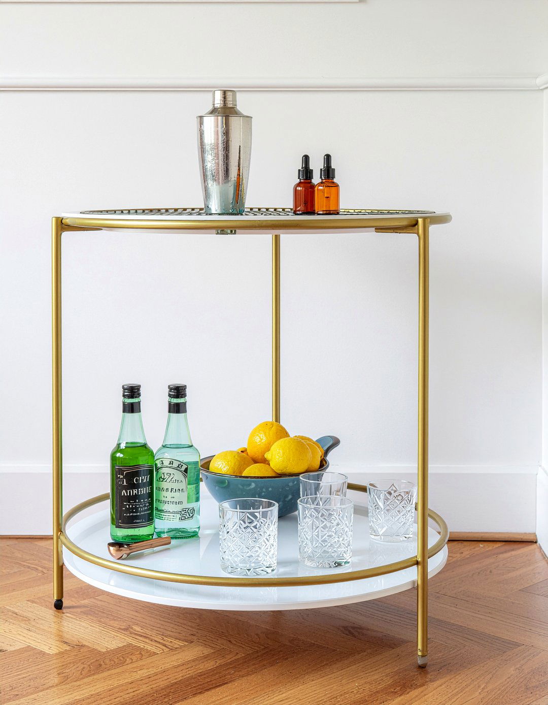 Corner Bar Cart Setup - 30 living room entertaining ideas