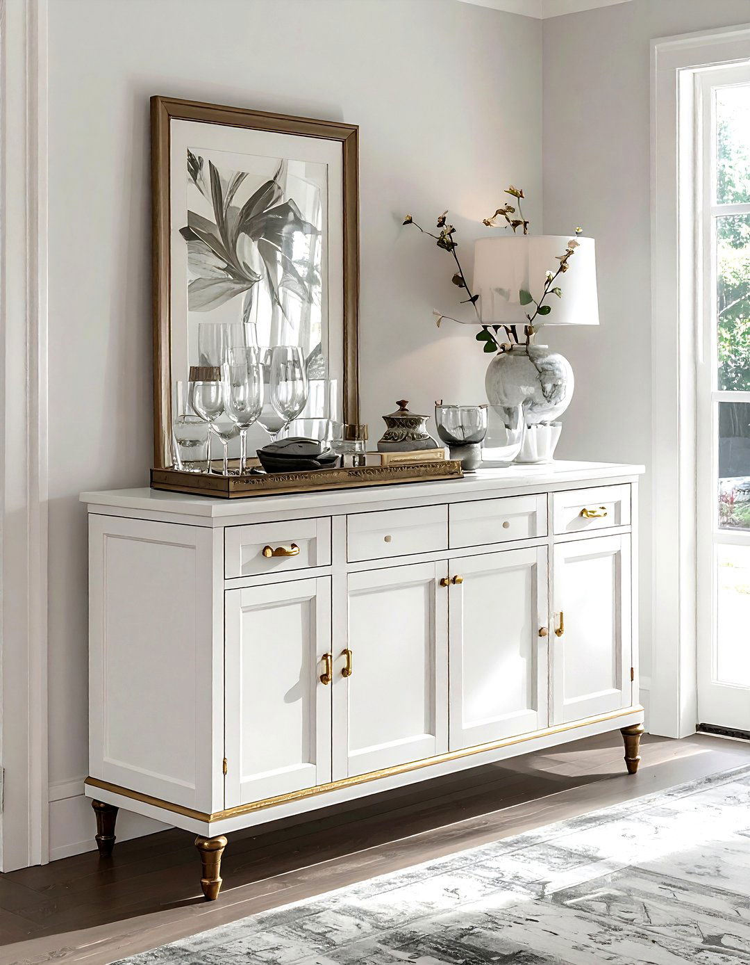 Corner Buffet - 30 living room corner storage ideas