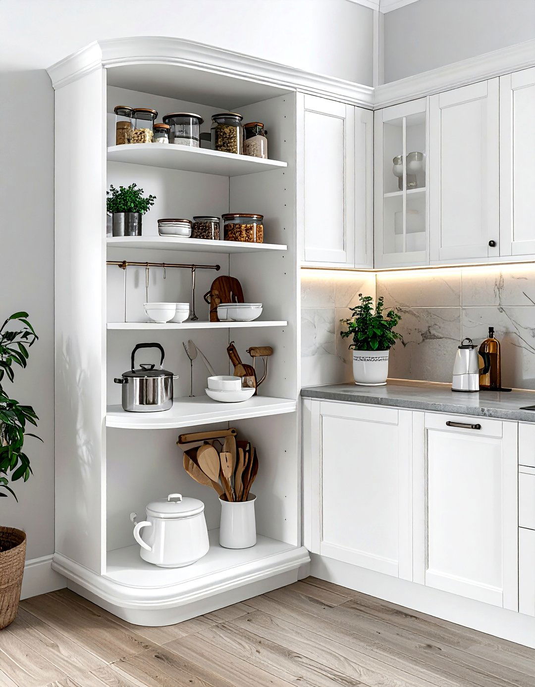 Corner Cabinet Carousel - 30 utensil storage kitchen ideas