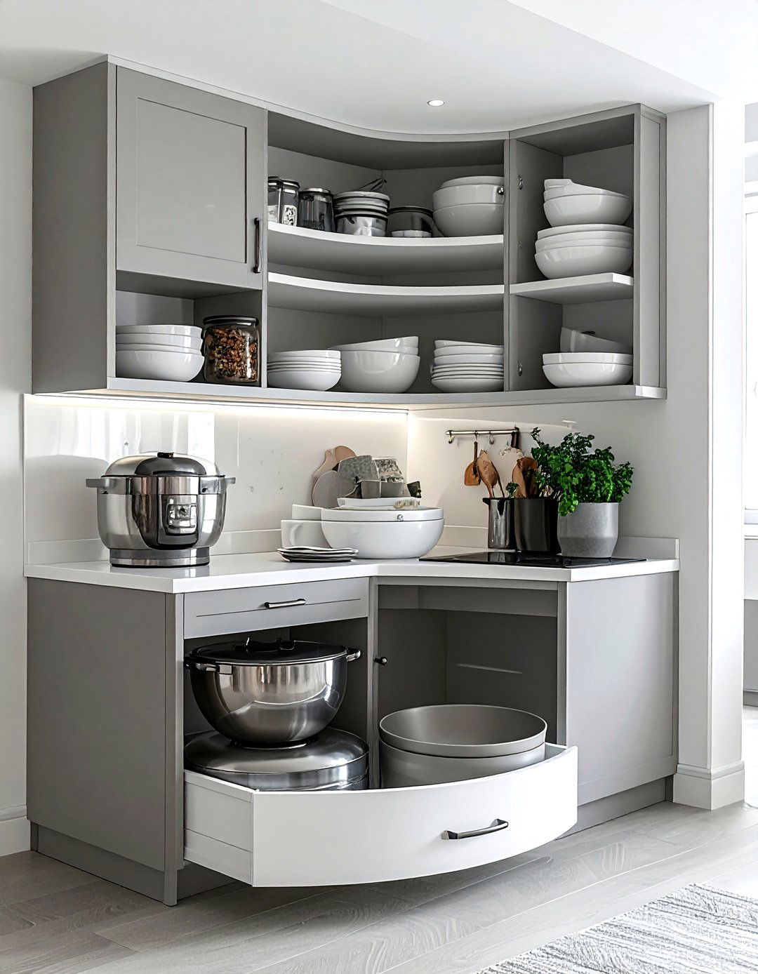 Corner Carousel Cabinet - 30 kitchen vertical storage ideas