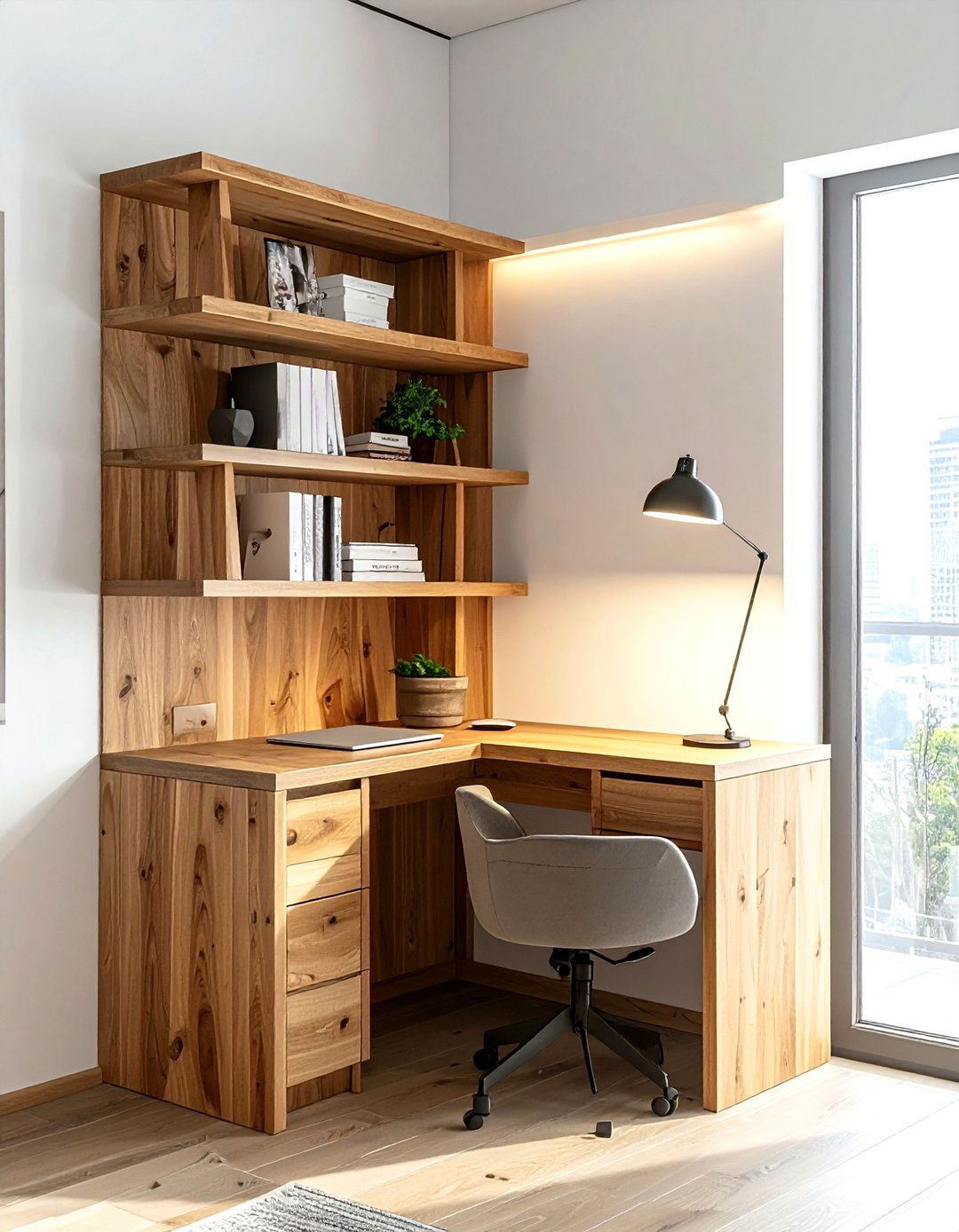 Corner Desk Shelf - 30 desk organization ideas