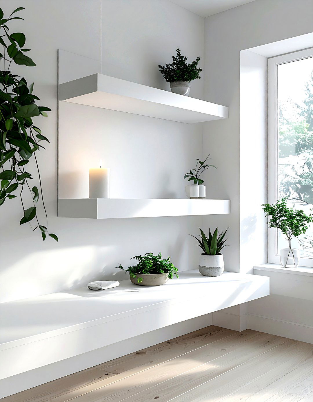 Corner Floating Shelf - 30 dining room hanging storage ideas