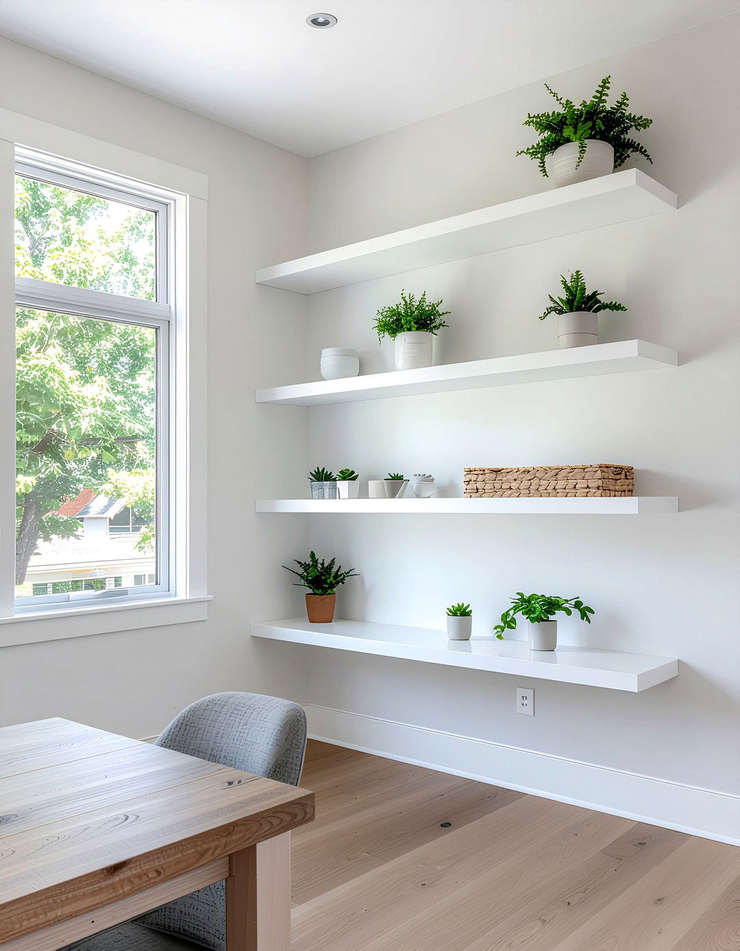 Corner Floating Shelf - 30 dining room organization ideas