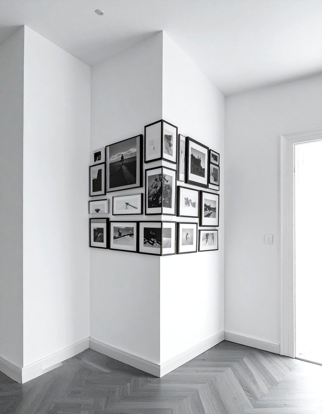Corner Gallery Display - 30 decor asymmetry ideas