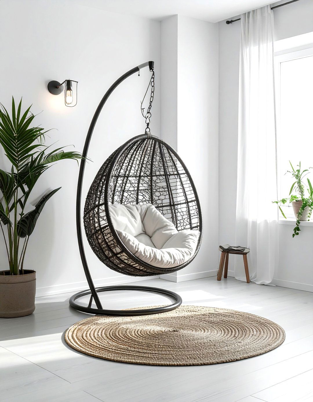 Corner Hanging Chair - 30 living room hanging chair ideas