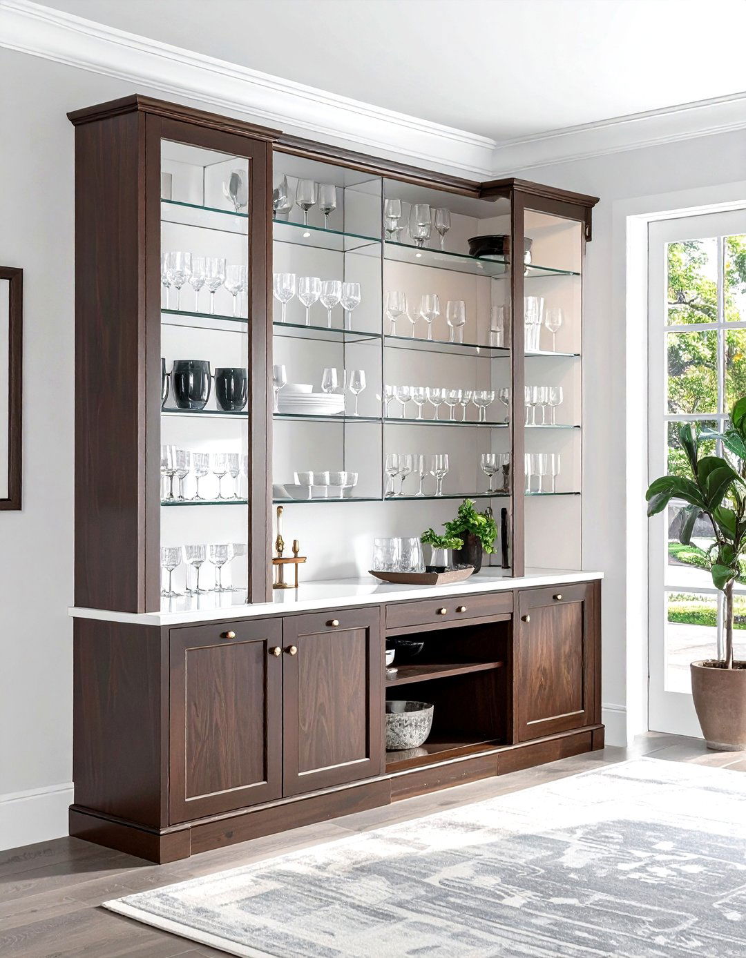 Corner Hutch Organization - 30 dining room organization hacks