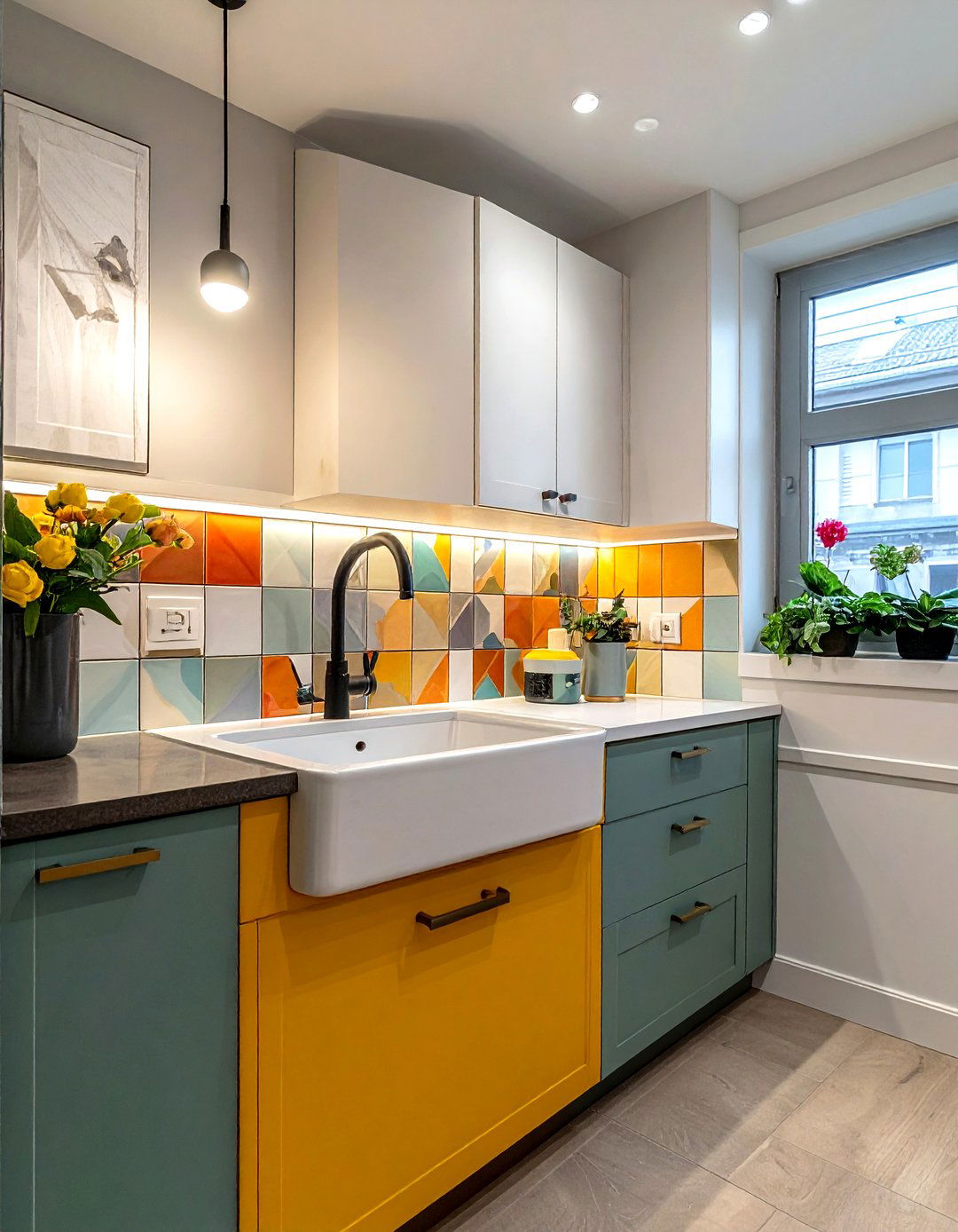 Corner Kitchen Sink - 30 small kitchen layout ideas