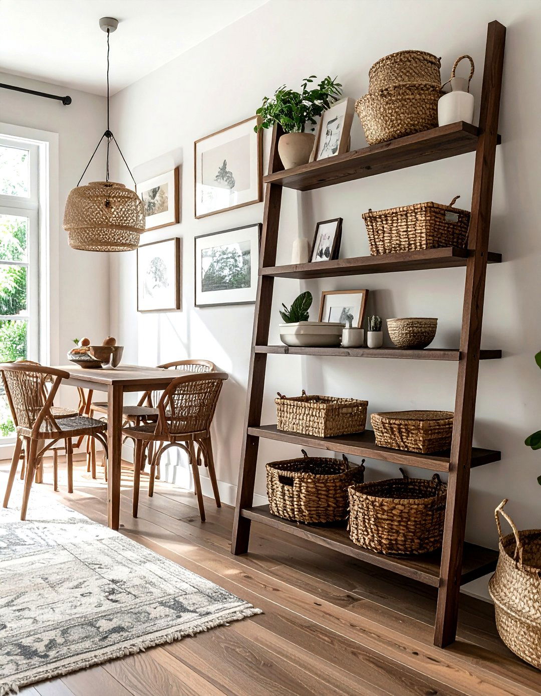 Corner Ladder Shelf - 30 dining room corner shelving ideas