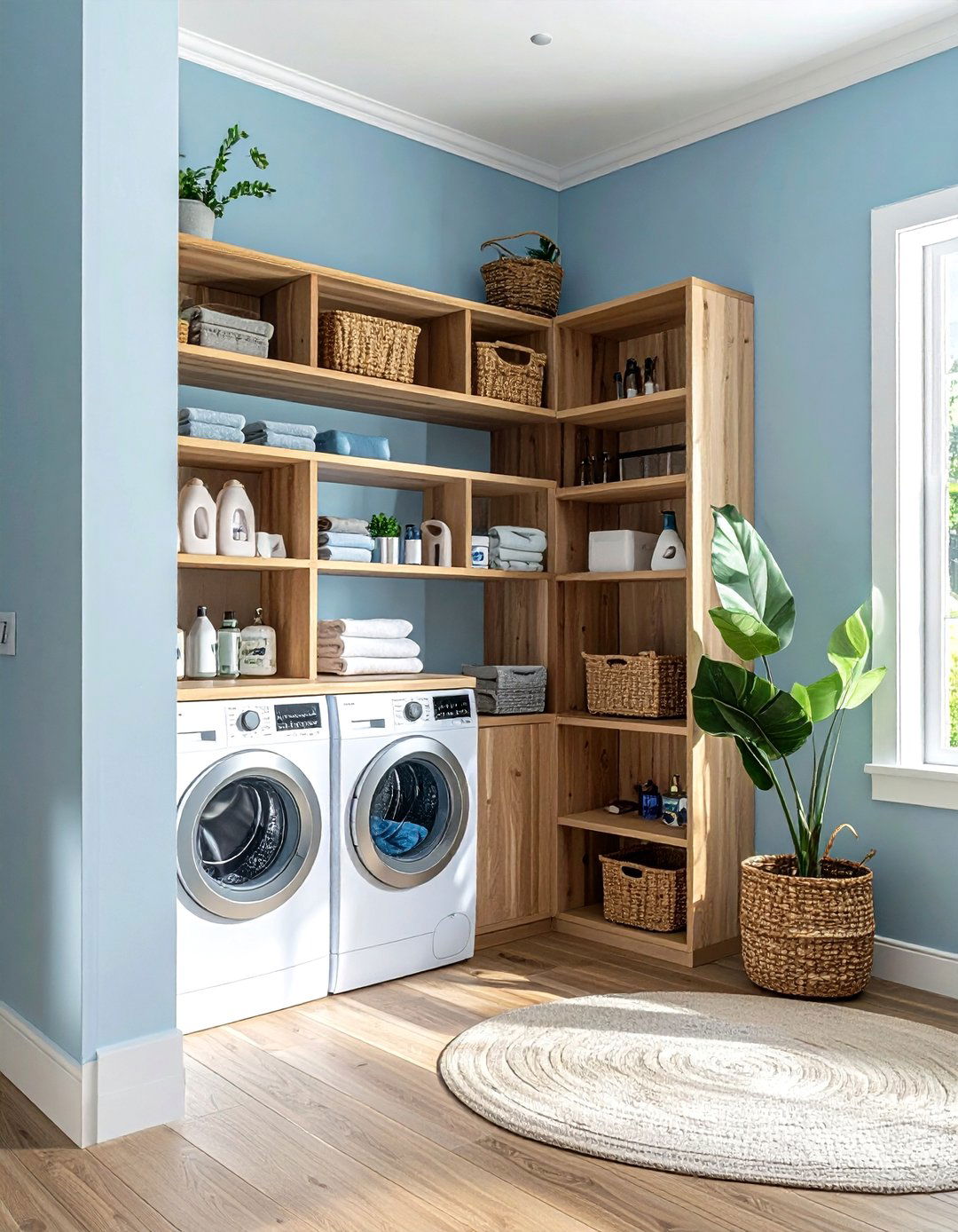 Corner Laundry Shelves - 30 laundry room shelving ideas