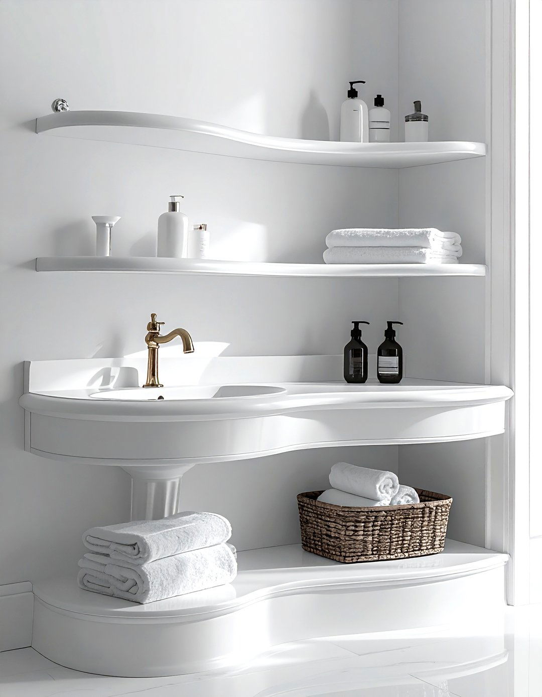 Corner Pedestal Sink Shelving - 30 bathroom corner shelving ideas