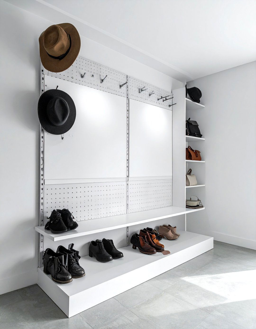 Corner Pegboard - 30 bedroom corner storage ideas