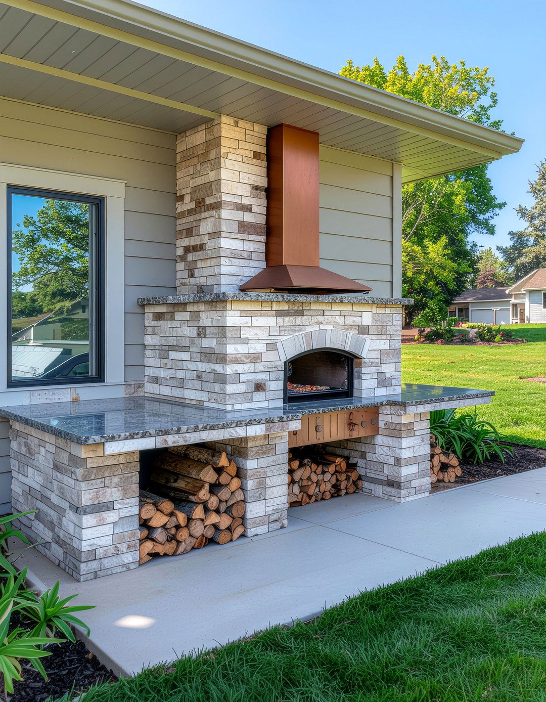 Corner Pizza Oven Station - 30 outdoor kitchen pizza oven ideas