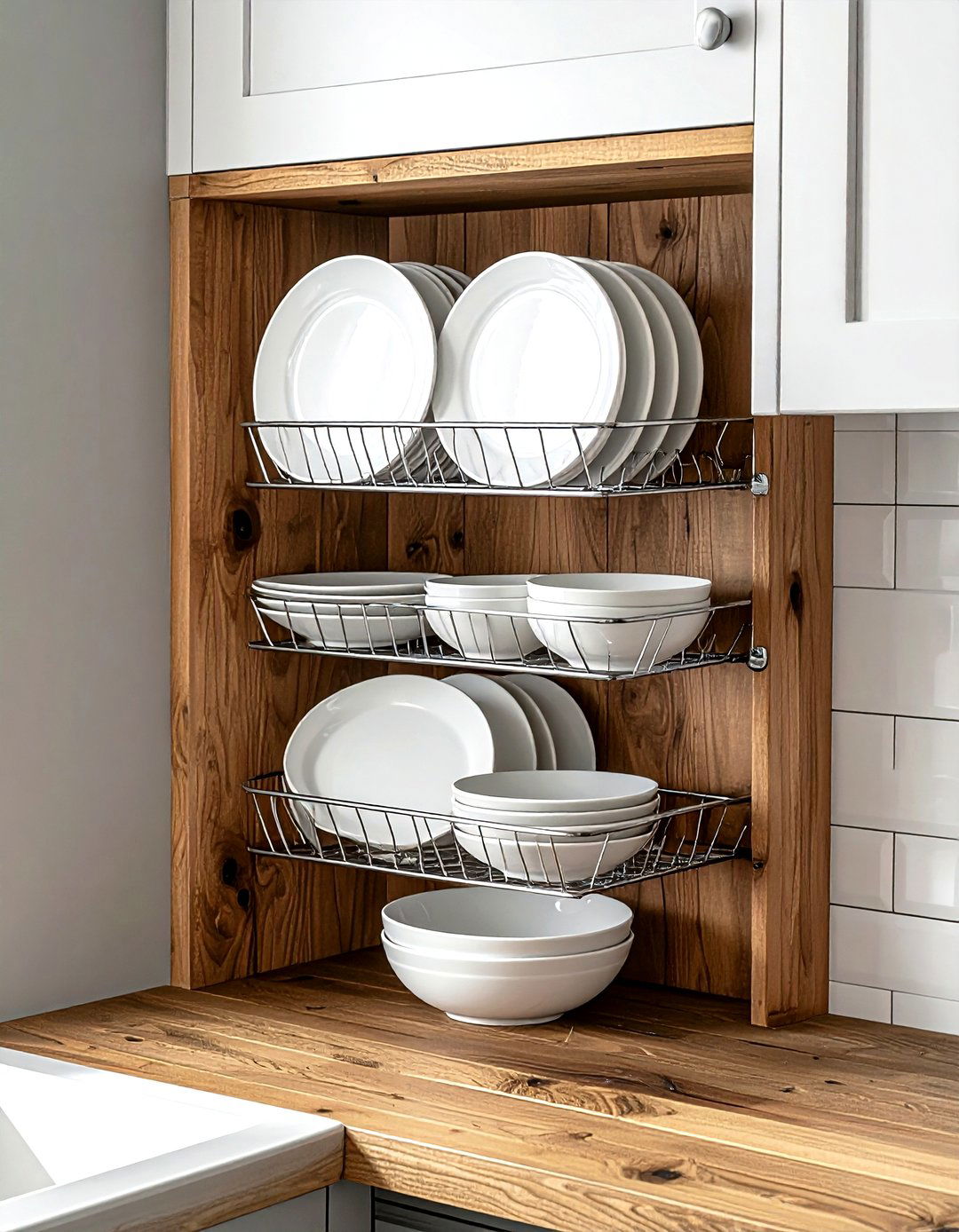 Corner Plate Rack For Cabinets - 30 kitchen organization hacks