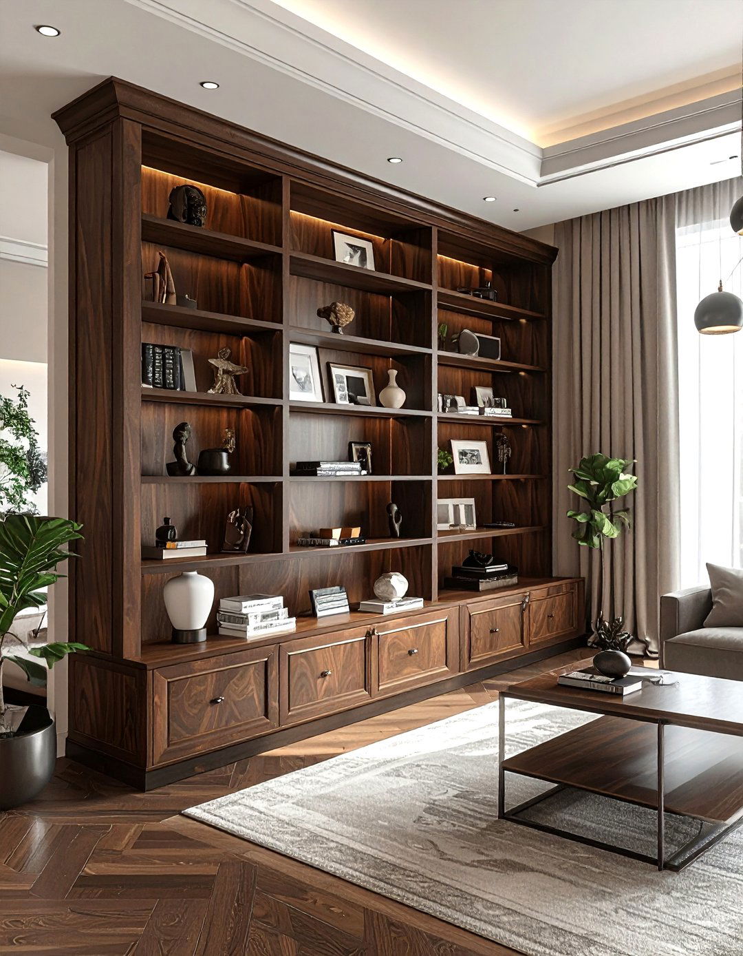 Corner Shelving Unit - 30 living room creative storage ideas