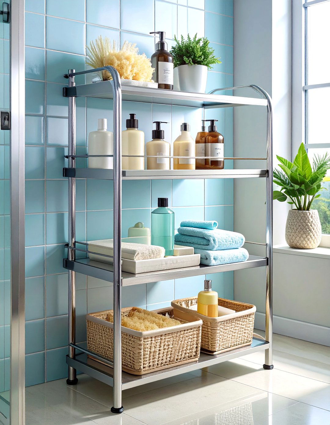 Corner Shower Caddy - 30 bathroom shelving ideas