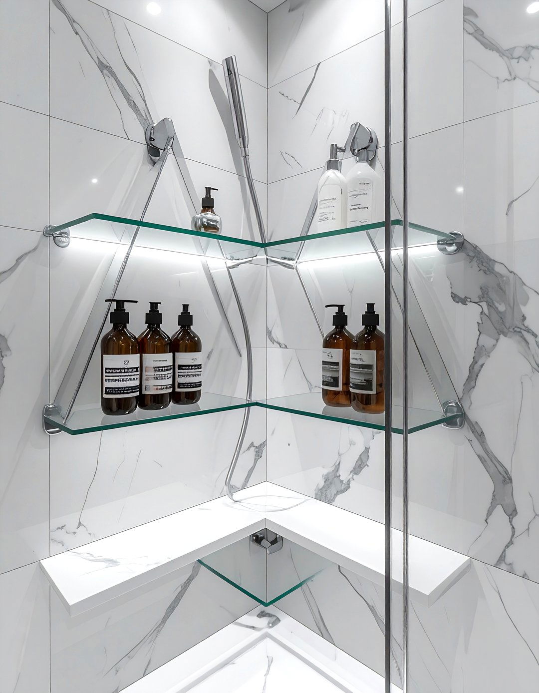 Corner Shower Shelves - 30 bathroom storage tips