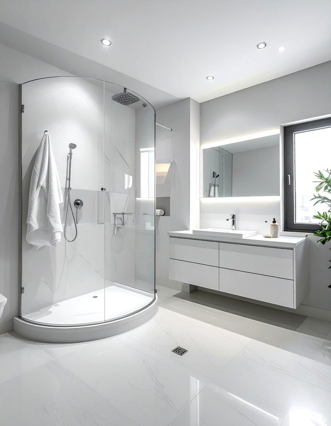 Corner Shower Suite Organization - 30 bathroom furniture placement