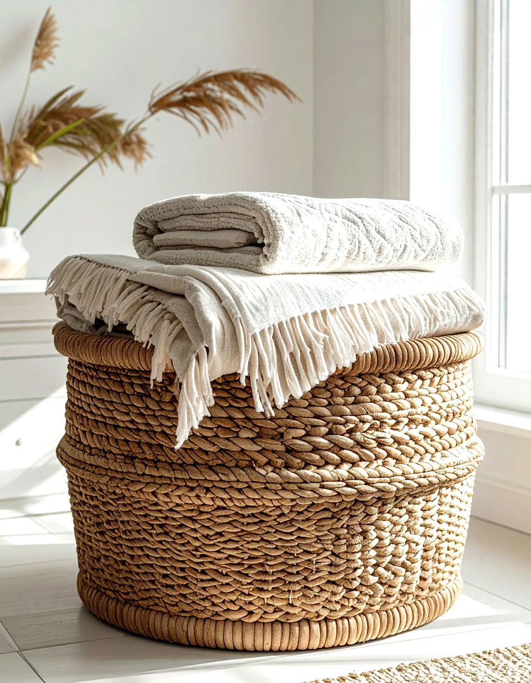 Corner Storage Basket - 30 living room corner storage ideas