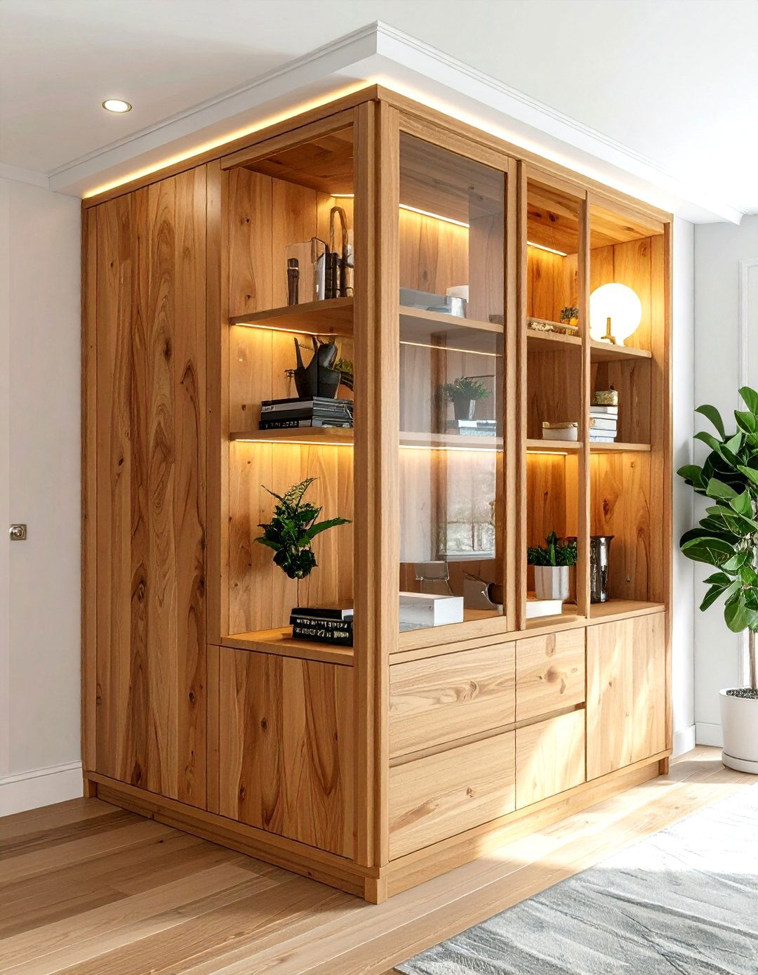 Corner Storage Cabinet - 30 living room hidden storage ideas