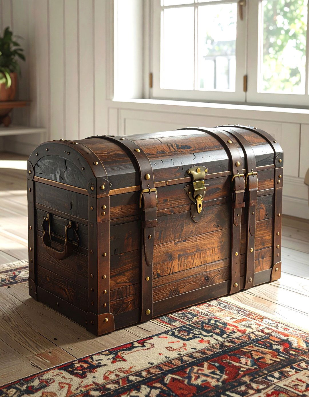 Corner Trunk - 30 living room corner storage ideas