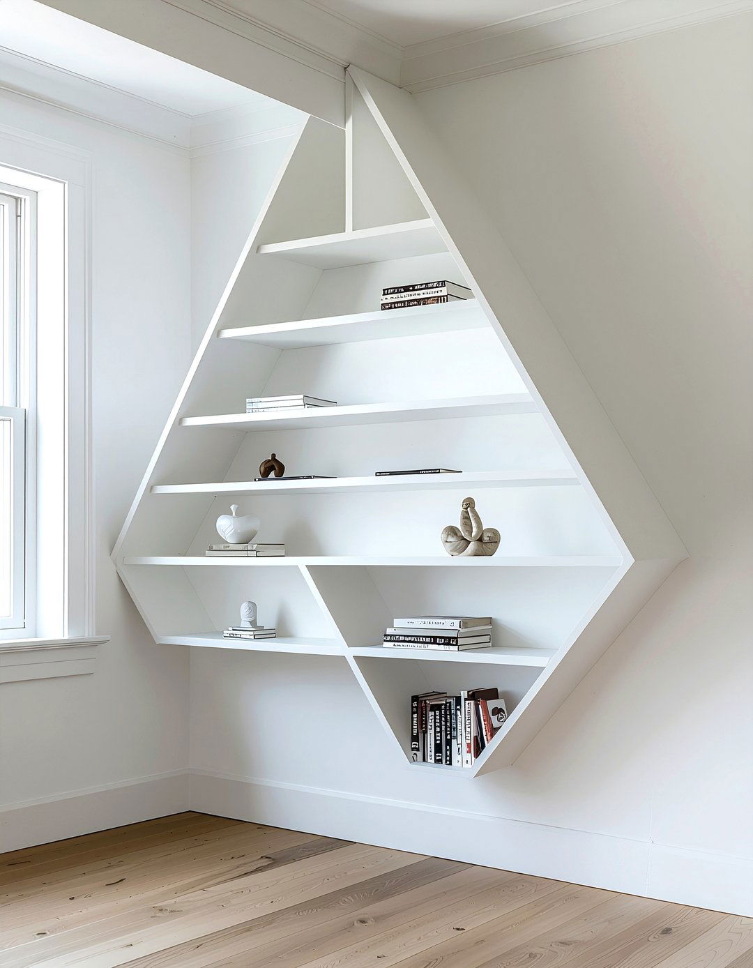 Corner Wall Shelving - 30 bedroom vertical storage ideas