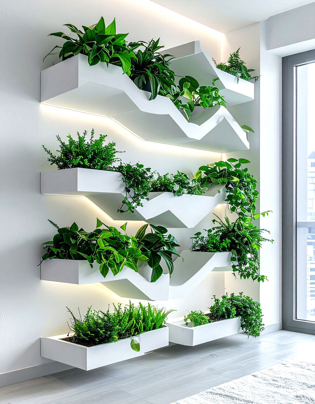 Corner Zigzag Plant Shelf - 30 living room plant shelves