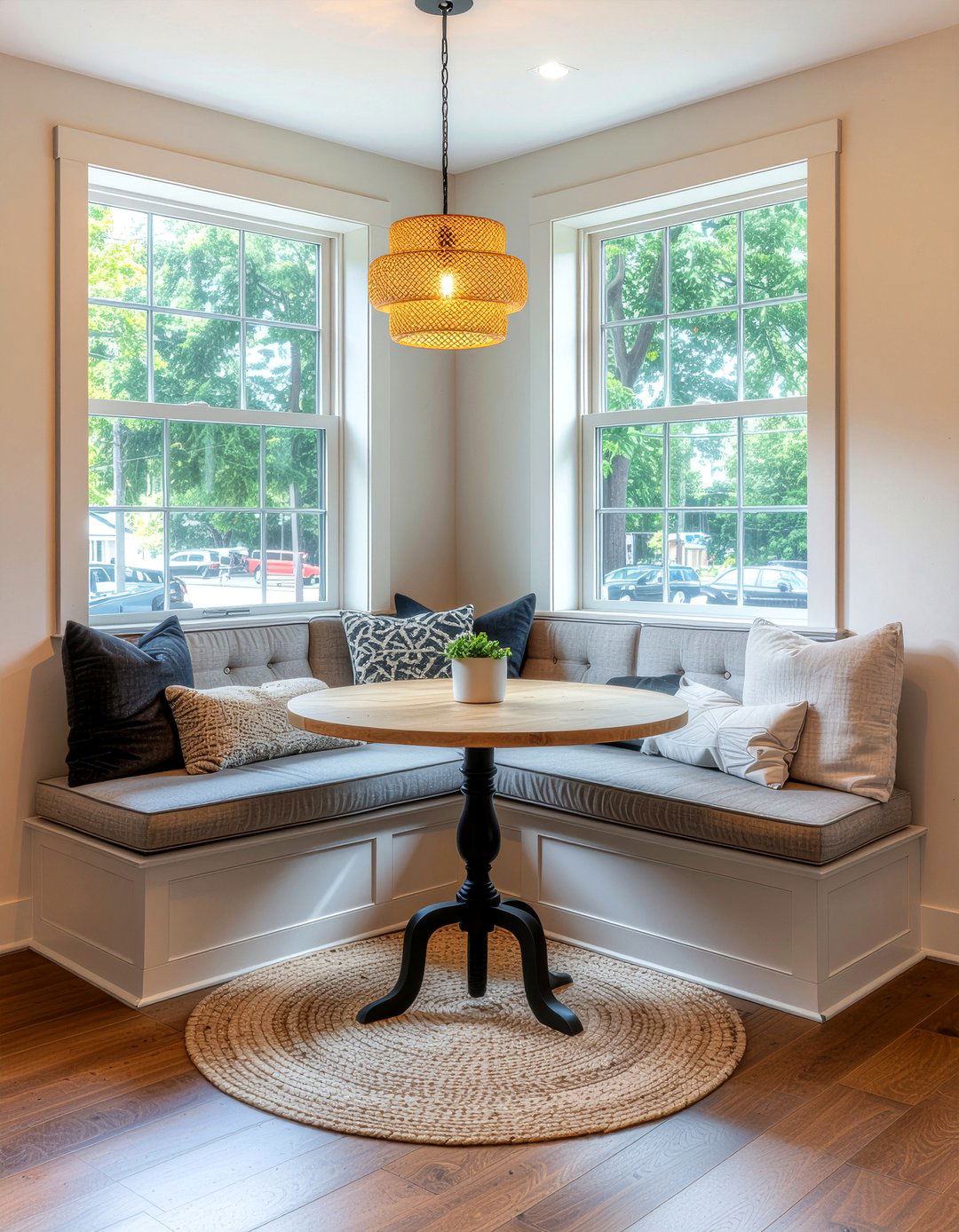 Corner banquette with extendable table - 30 expandable dining room ideas