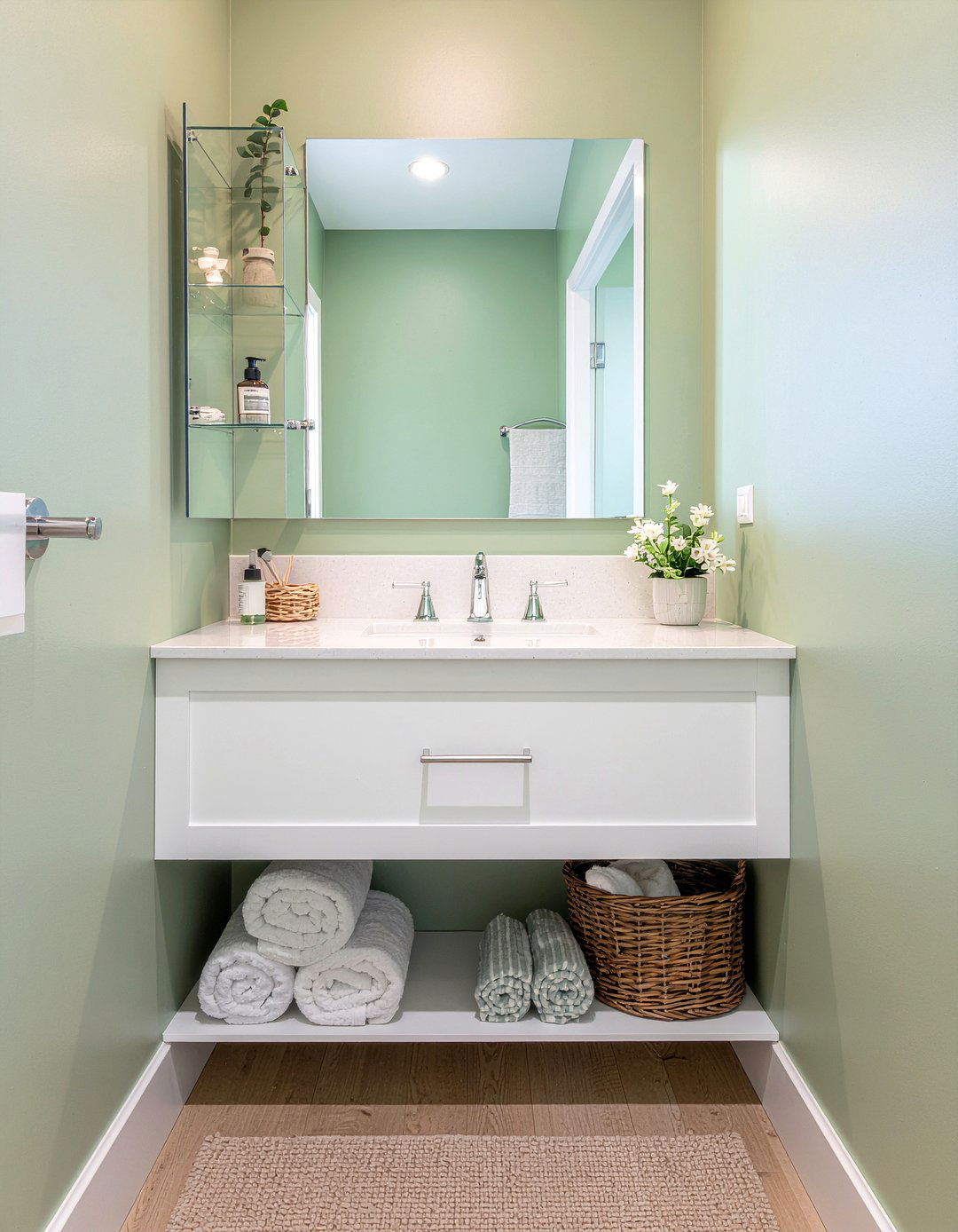 Corner bathroom cabinet - 30 bathroom built-in ideas