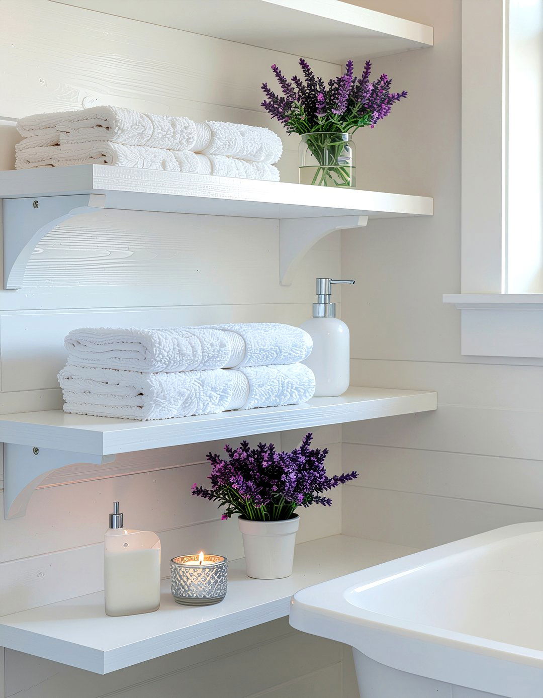 Corner bathroom shelves - 30 bathroom creative storage ideas