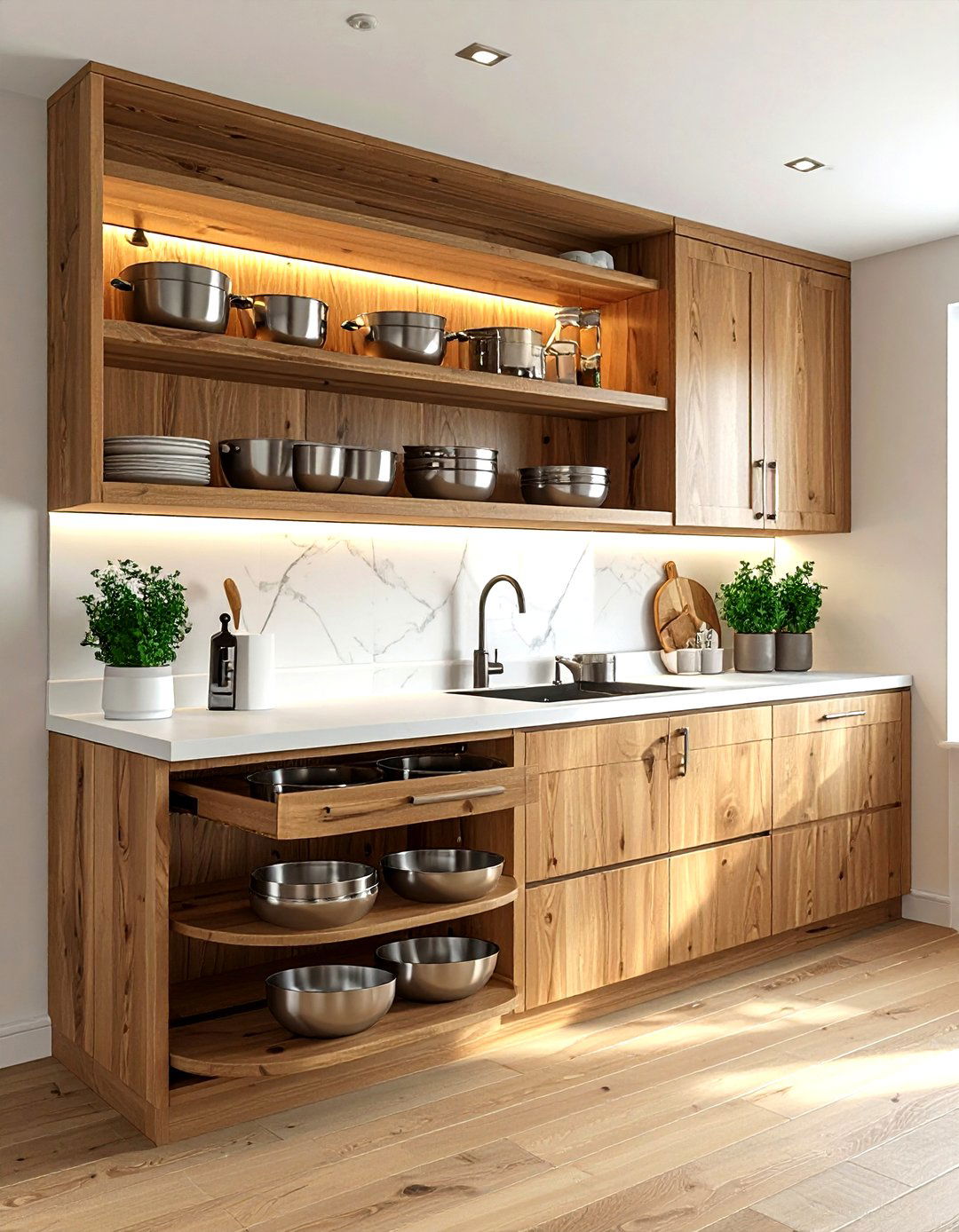 Corner cabinet lazy susan - 30 kitchen clever storage ideas