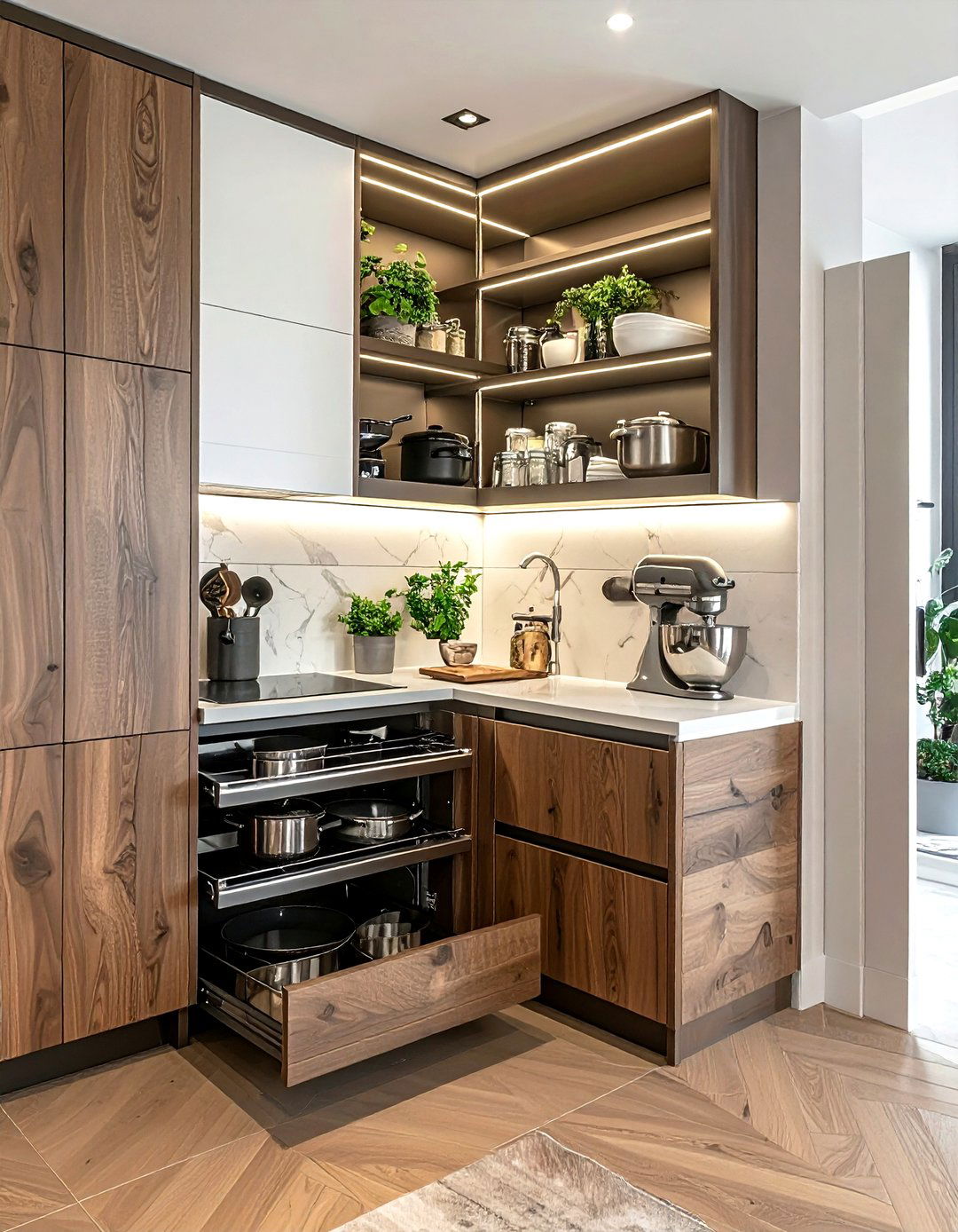 Corner cabinet storage - 30 long-lasting kitchen ideas