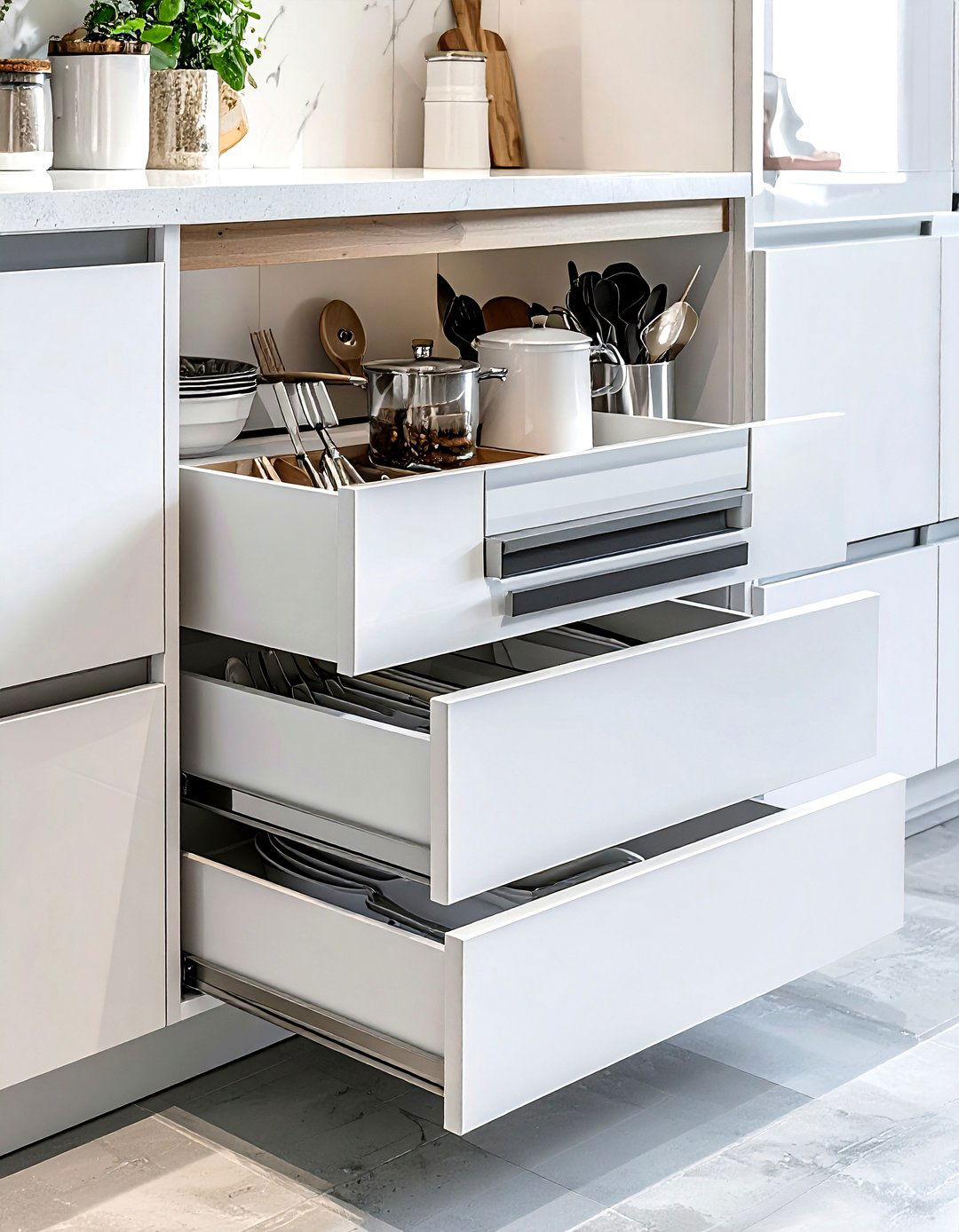 Corner drawer system - 30 kitchen cabinet storage ideas