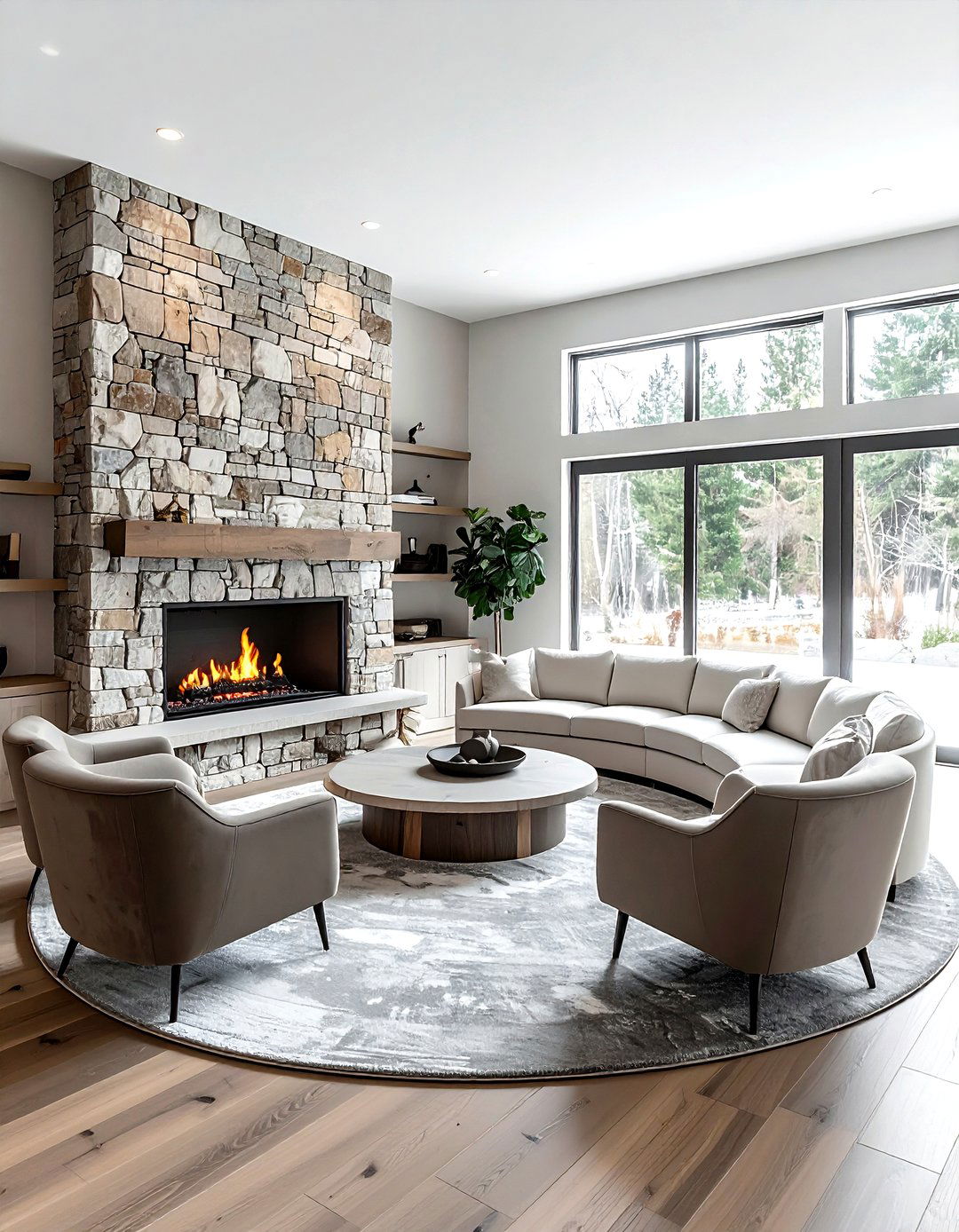 Corner fireplace living room arrangement - 30 living room furniture layout