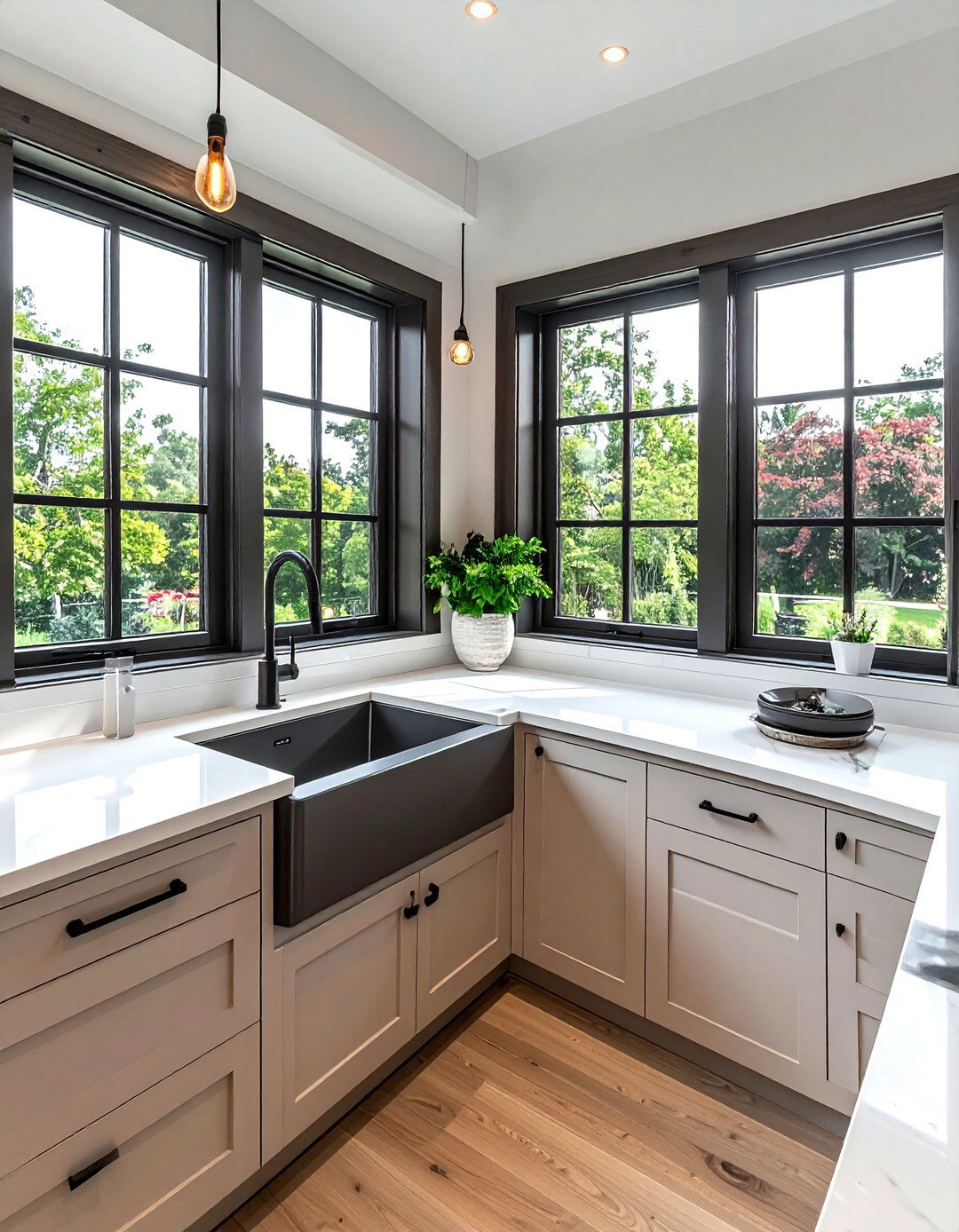 Corner kitchen sink - 30 condo kitchen ideas