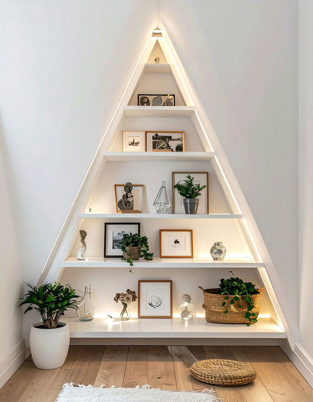 Corner ladder shelf - 30 living room ladder shelf ideas