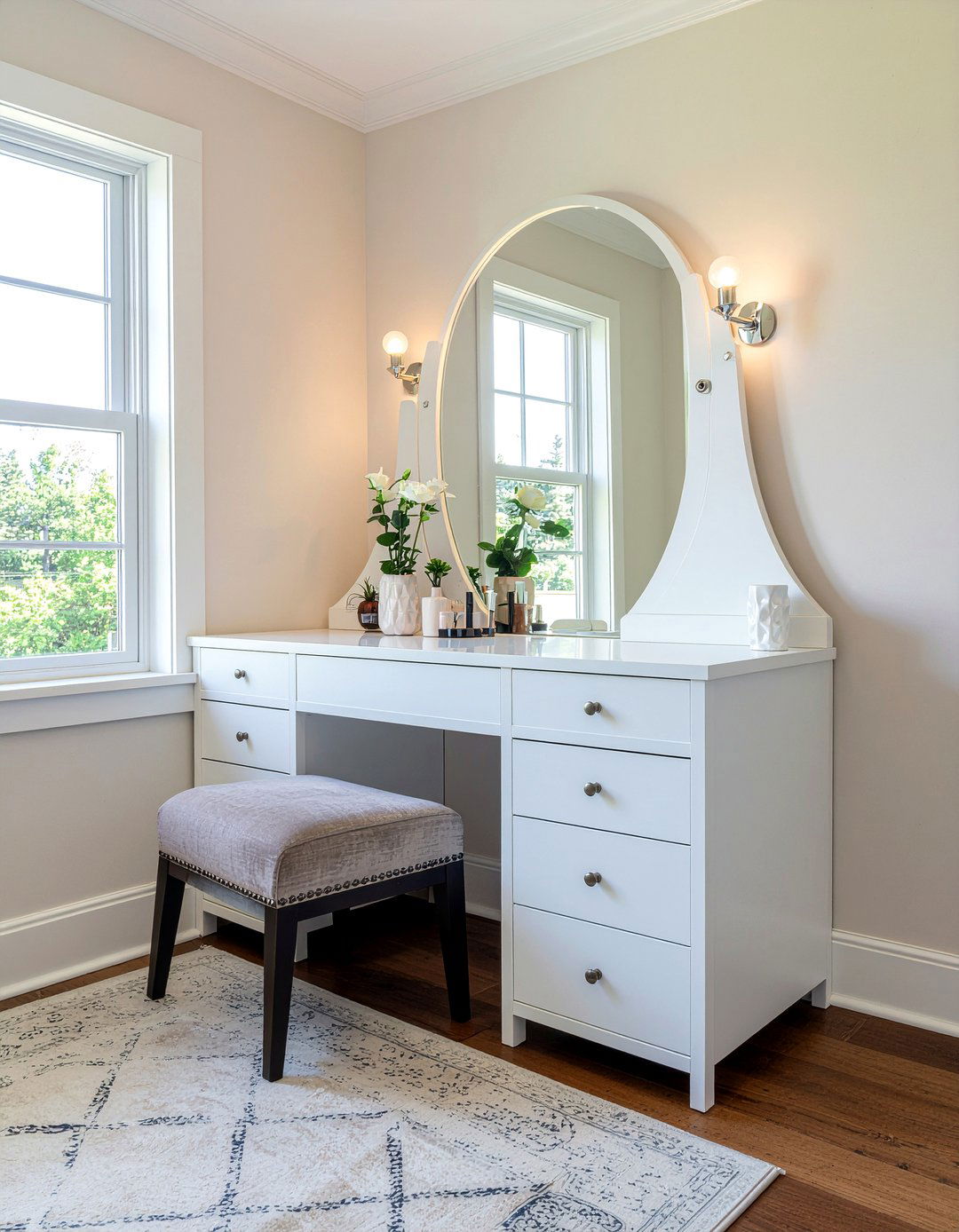 Corner makeup vanity - 30 bedroom makeup vanities