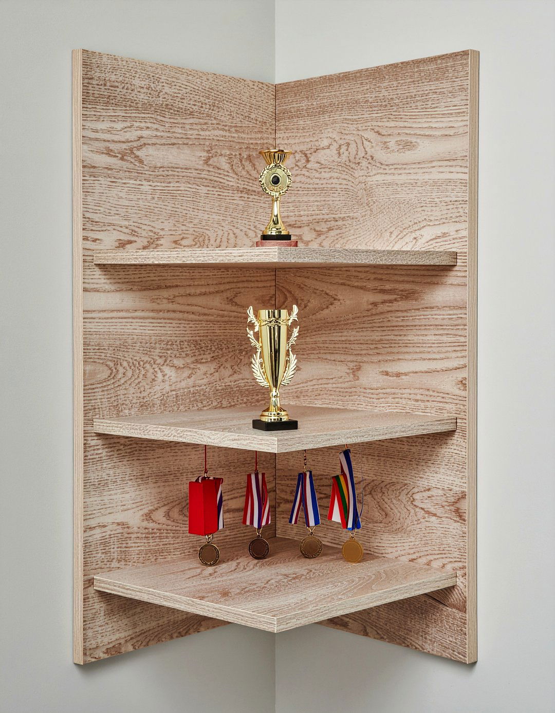 Corner medal display shelf - 30 bedroom medal display ideas