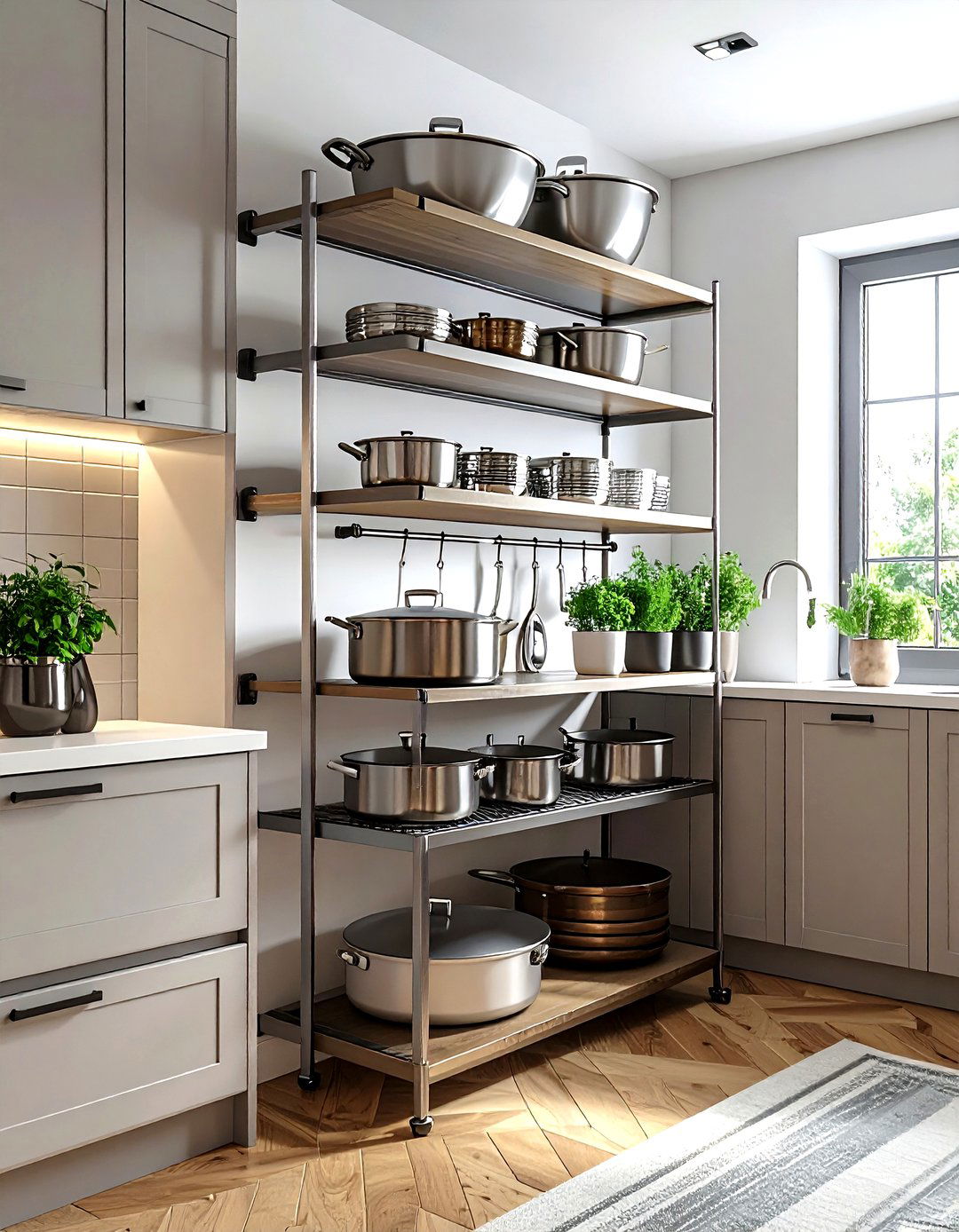 Corner pot rack - 30 kitchen pot rack ideas