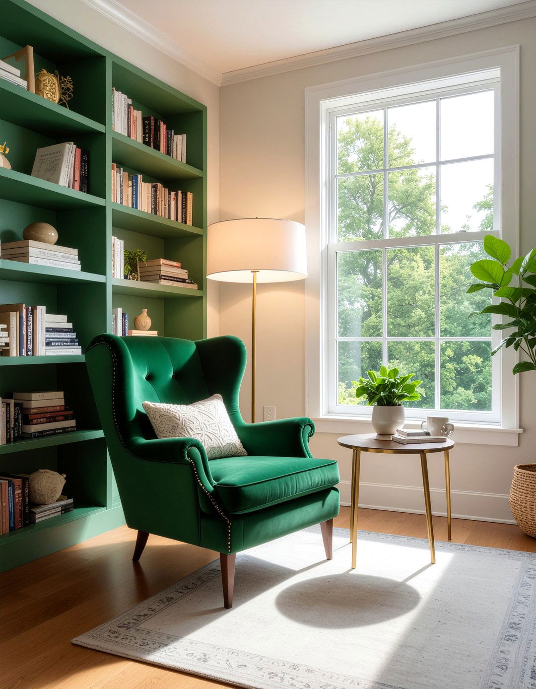 Corner reading nook bookshelf - 30 living room bookshelf ideas