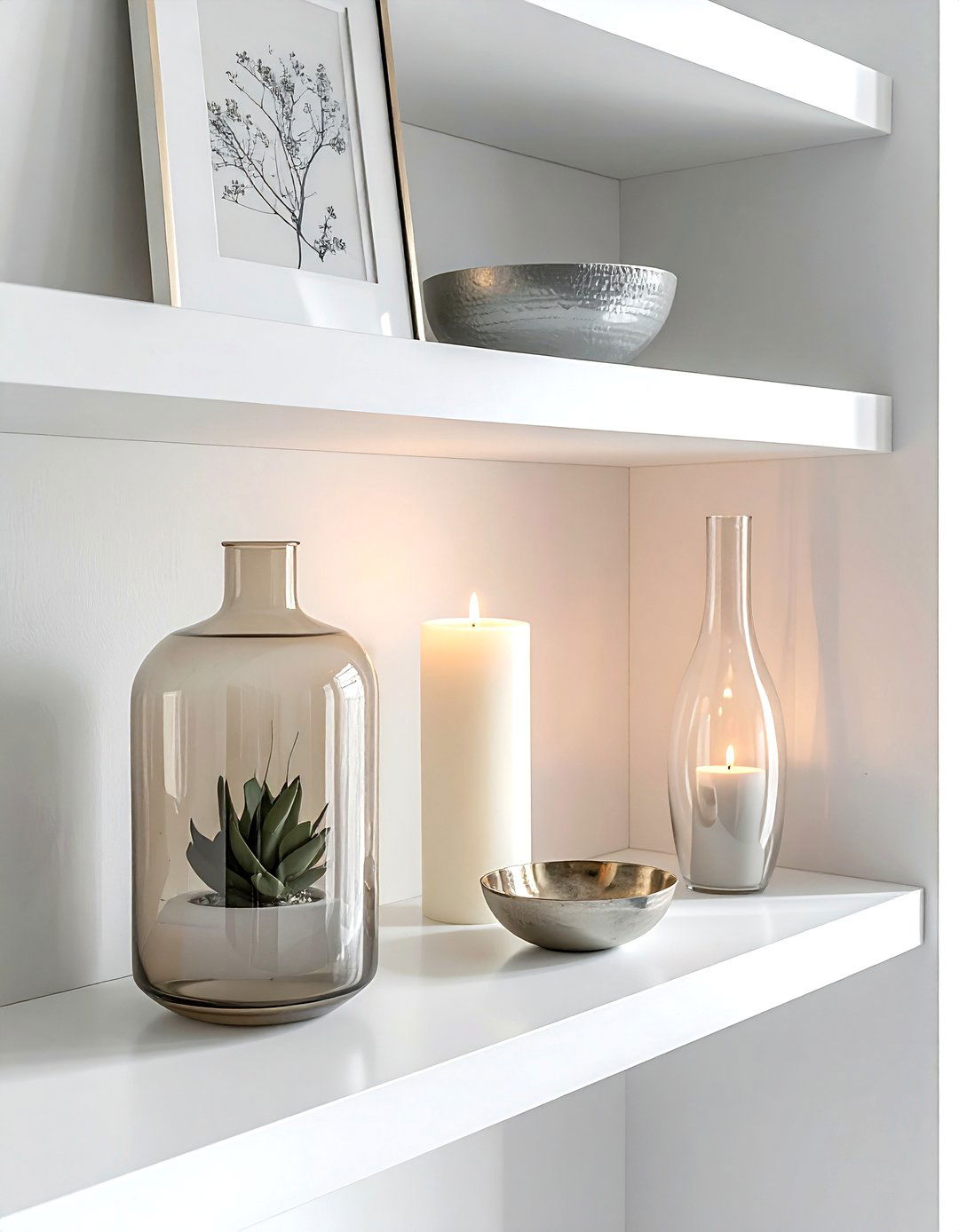 Corner shelf arrangement - 30 shelf vignette ideas