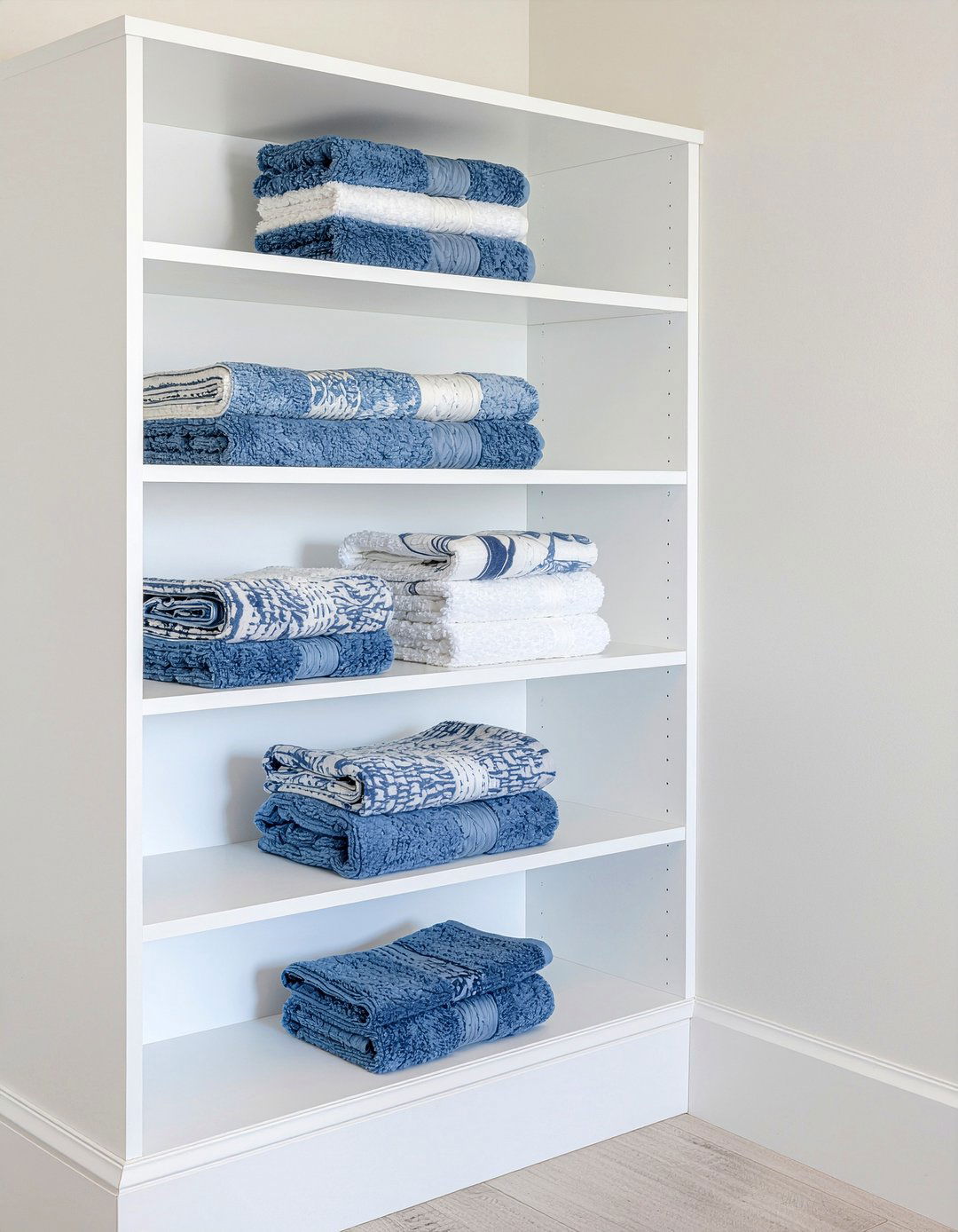 Corner shelf - 30 bathroom towel display ideas