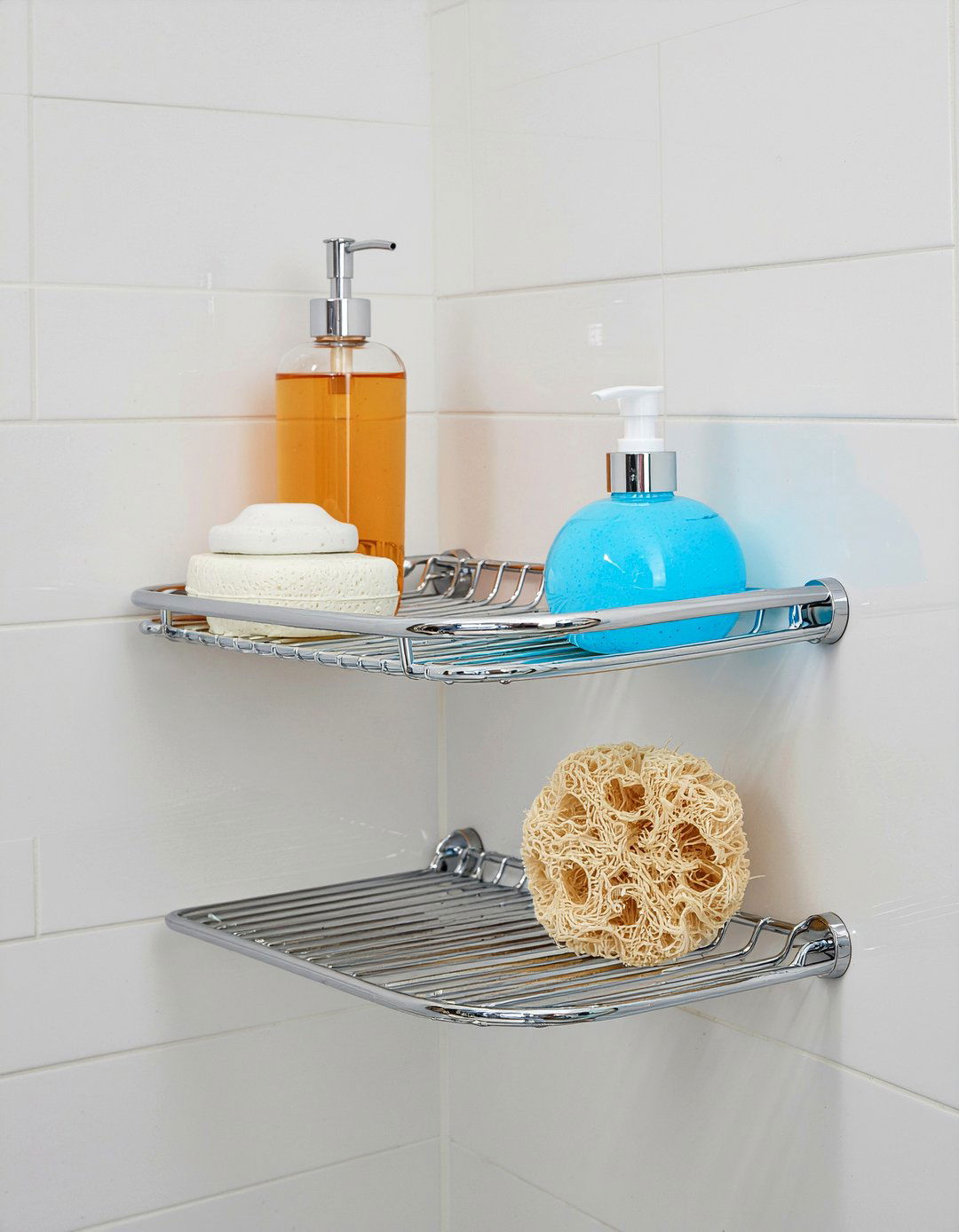 Corner shower caddy - 30 small bathroom storage ideas