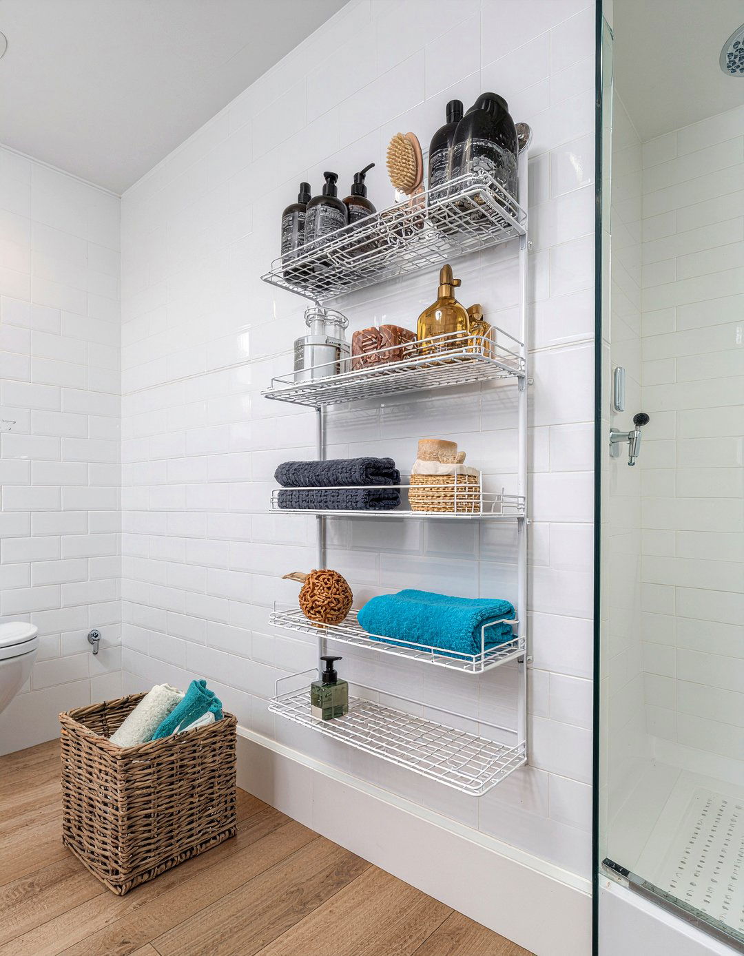 Corner shower organizer - 30 bathroom caddy ideas